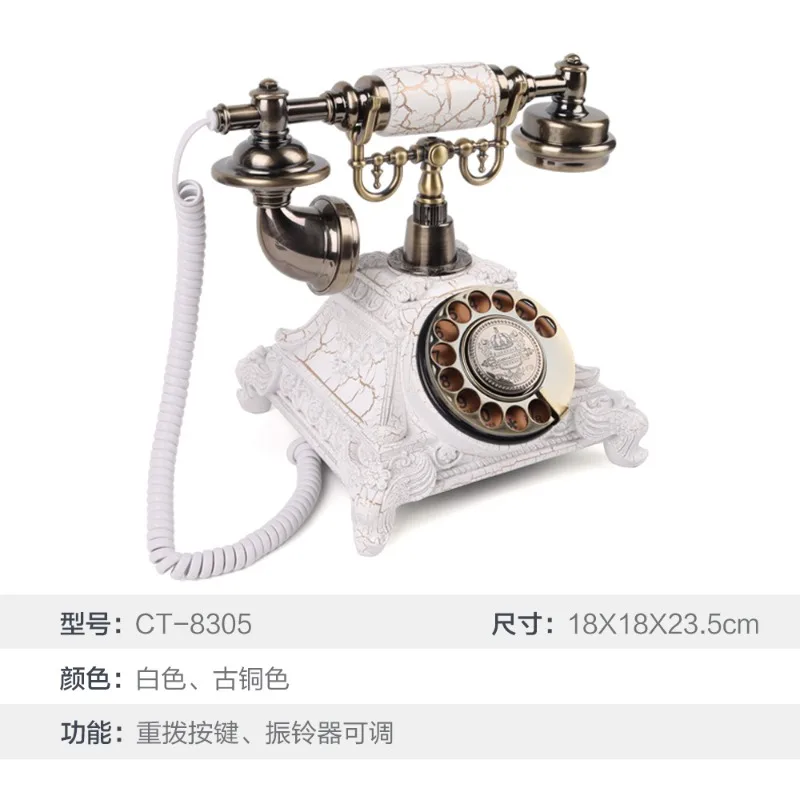 Vintage telephone, button-type fixed landline, guest room, office, home use, hotel antique style view 2