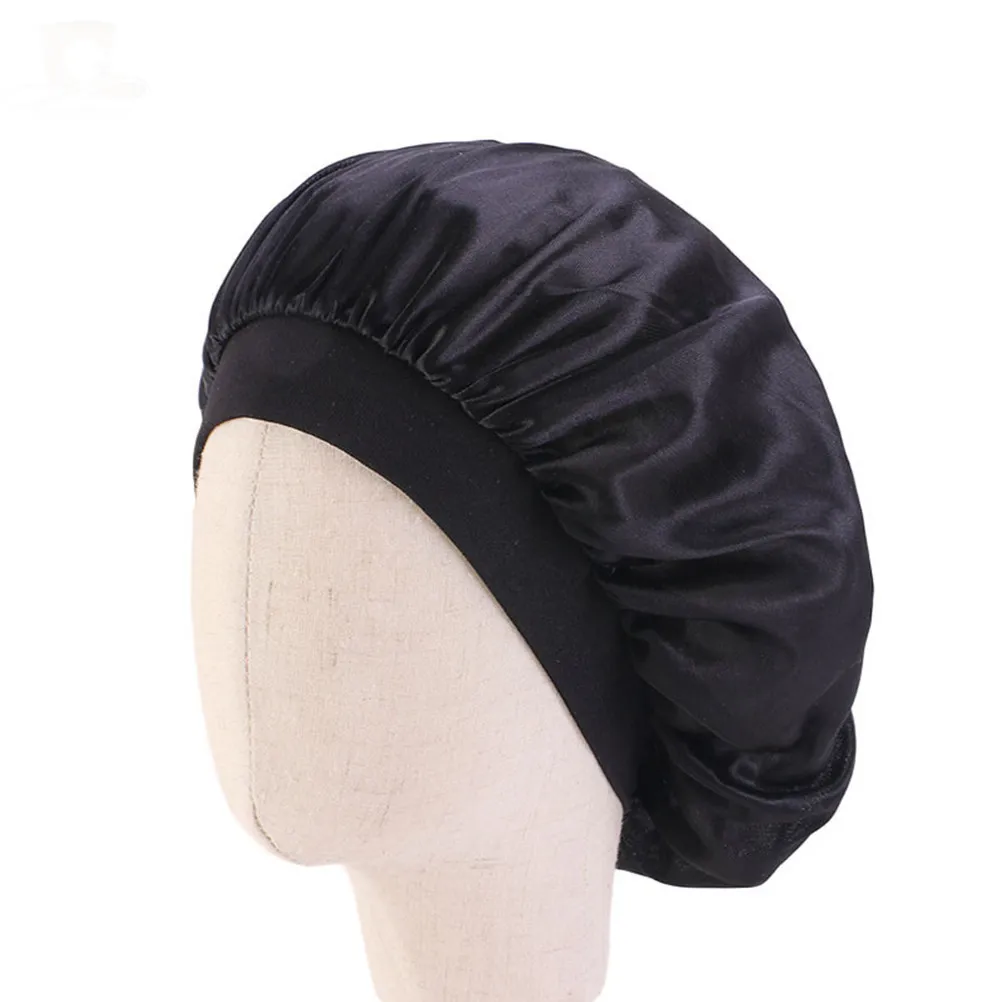 

5Pcs Kids Hair Care Sleeping Cap Solid Color Elastic Wide Brim Lightweight Shower Night Sleep Hat Age 3-8 Kids