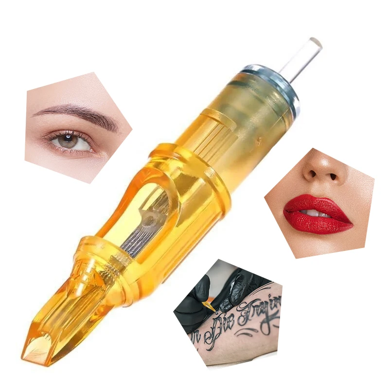 20 Teile/schachtel Tattoo Nadeln Permanent Make-Up Maschine Gelbe Libellen Körper Kunst Microblading Lippen Augenbrauen Eyeliner Tattoo Nadel