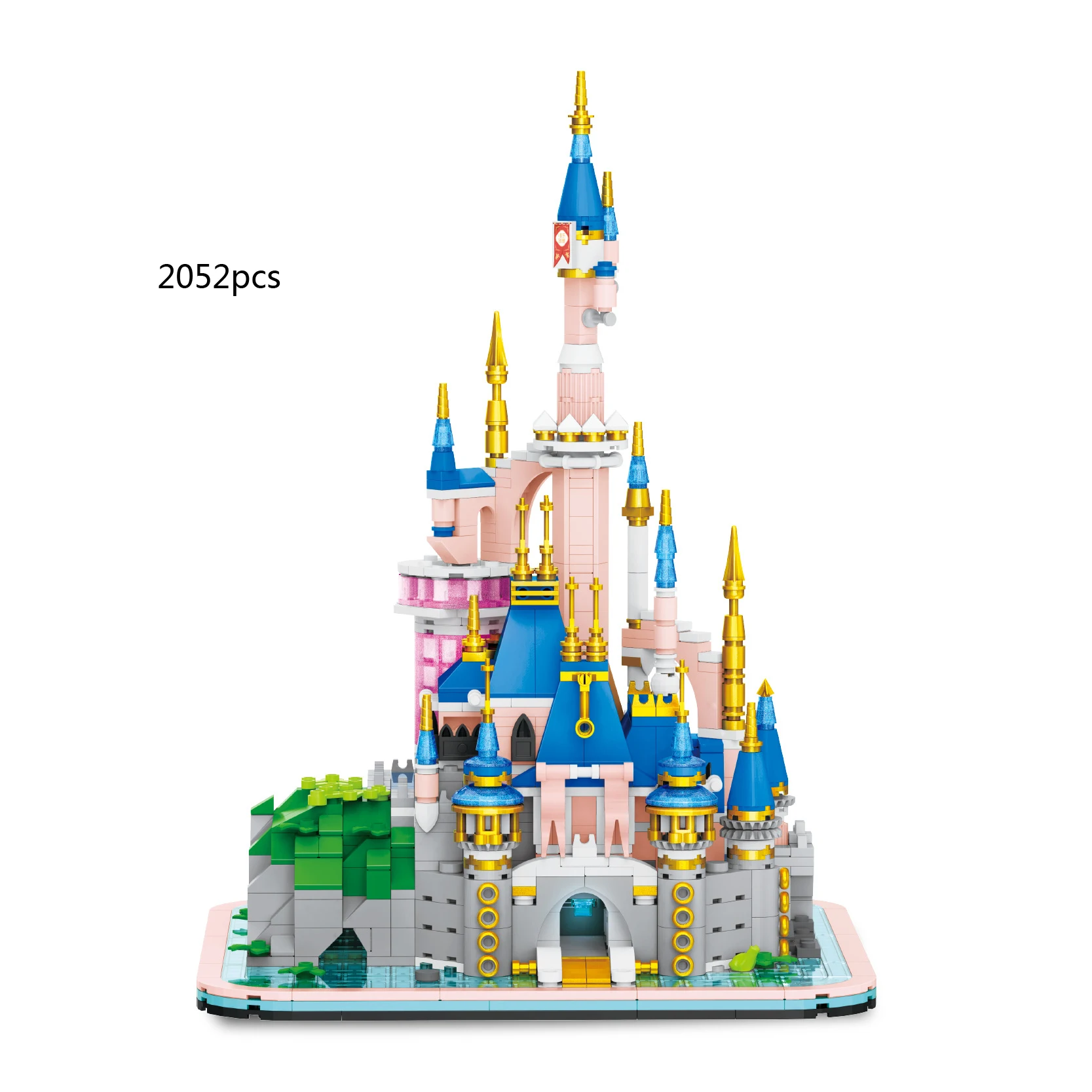 

Creative Amusement Park Mini Block Fairy Tales Pink Princess Castle Model Construction Build Brick Toy With Light For Girl Gift