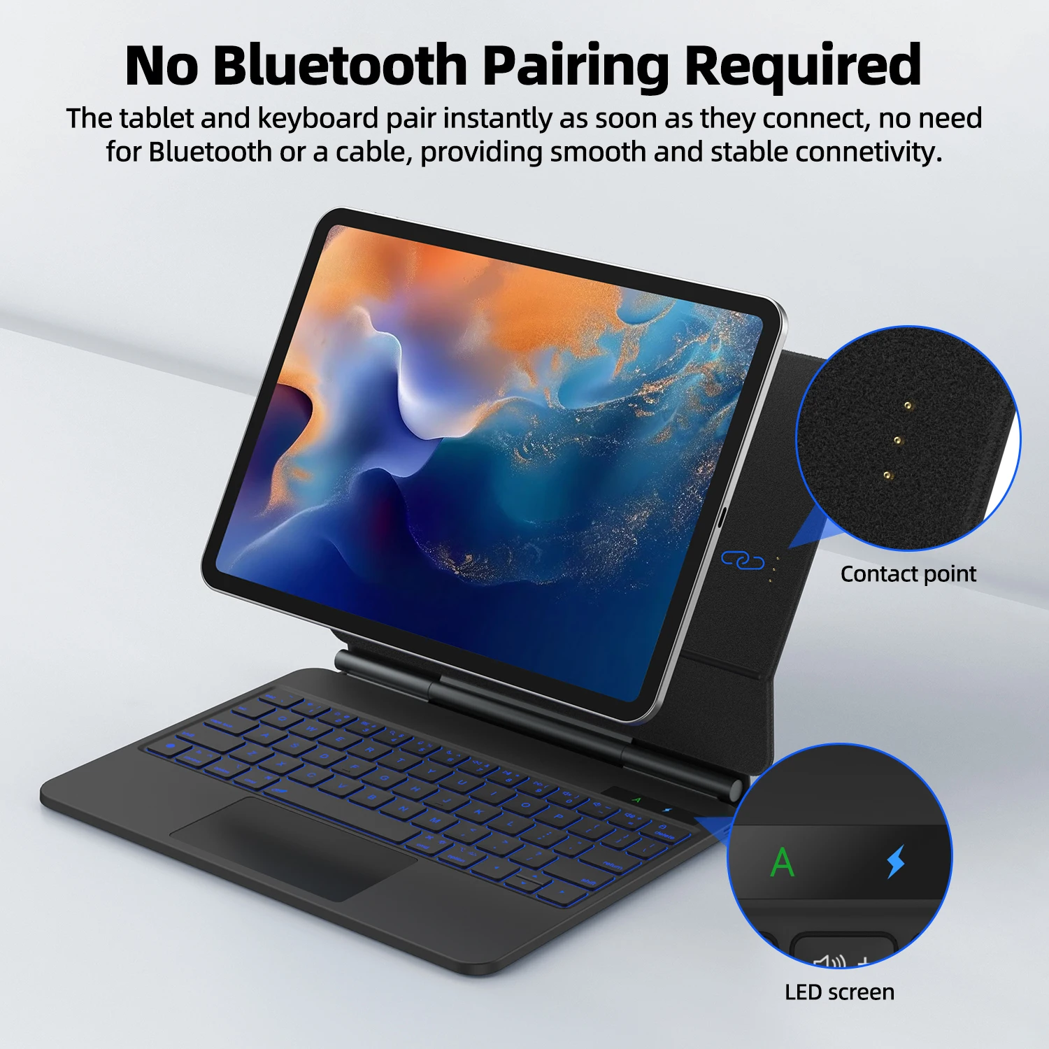 GOOJODOQ Magic Keyboard Case for iPad Pro 11 Air 11 M3 Air4/5/6 Smart Pogo Pin Direct Connection Multi-Touch Trackpad Keyboard