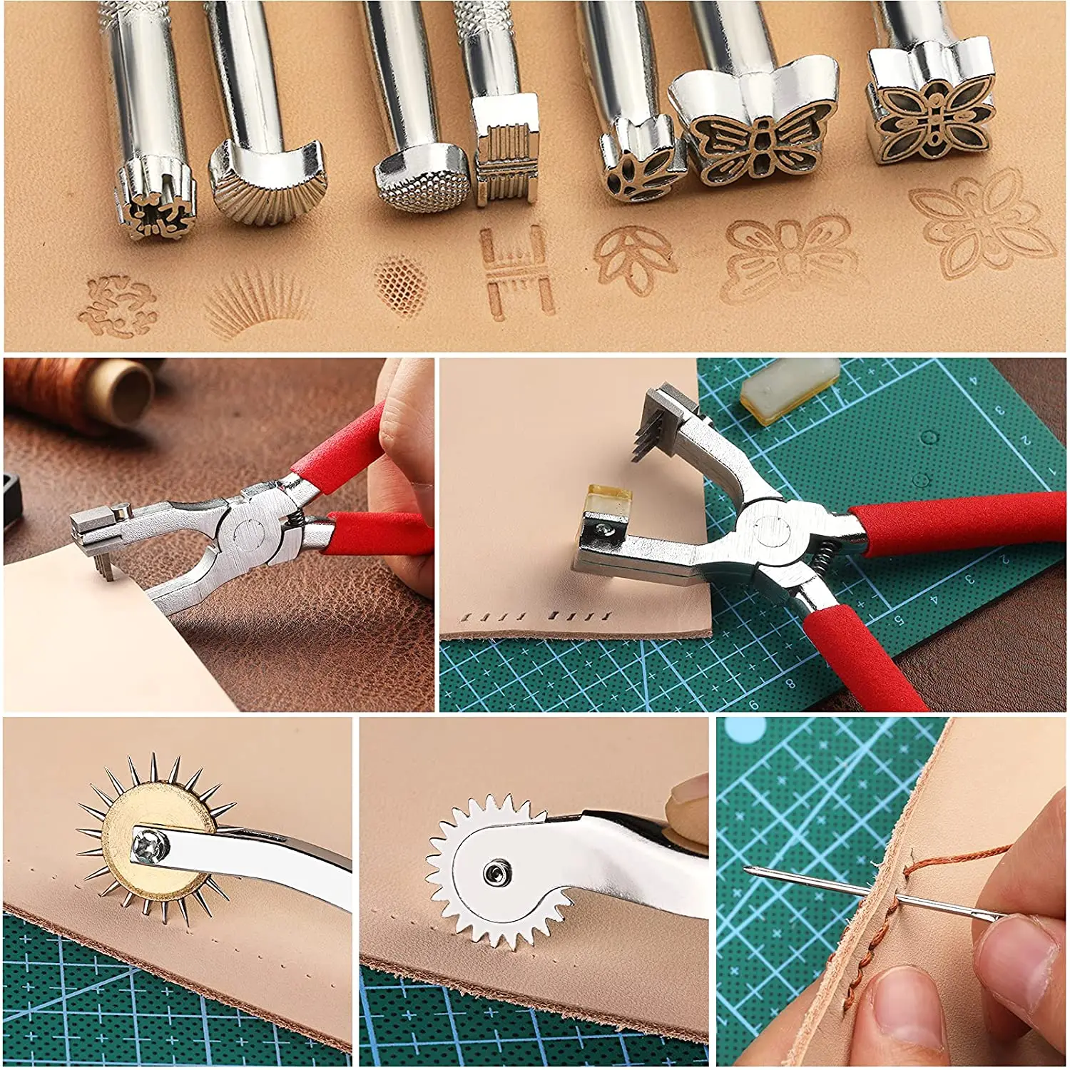 L-015 DIY Handmade Crafting Supplies Leather Stitching/Cutting/Punching /Sewing Leather Craft Tool Sets