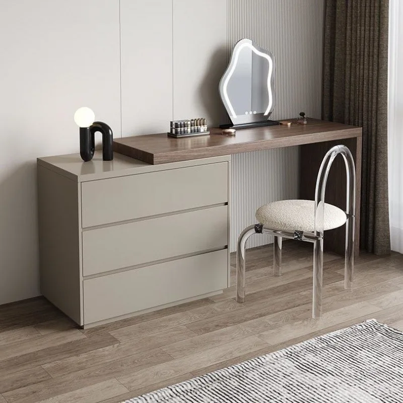 

Solid wood chest dresser integrated modern simple light luxury small apartment bedroom storage makeup table retractable dresser