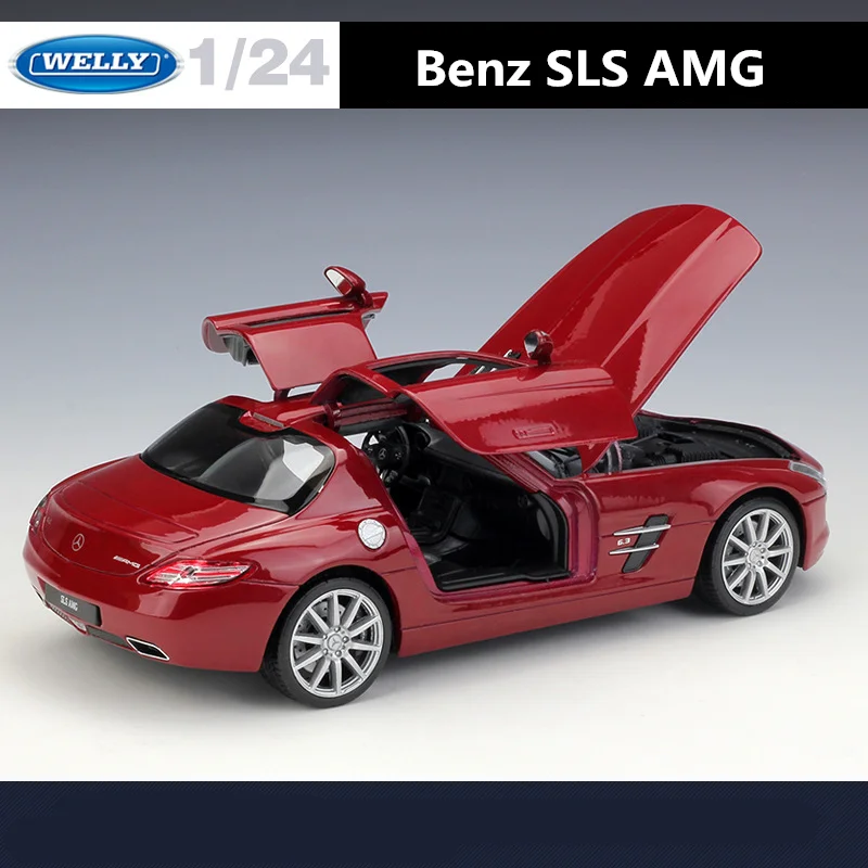 WELLY 1:24 Mercedes Benz SLS AMG Alloy Sports Model Diecasts Metal Racing Car Vehicles Model Simulation Collection Kids Toy Gift