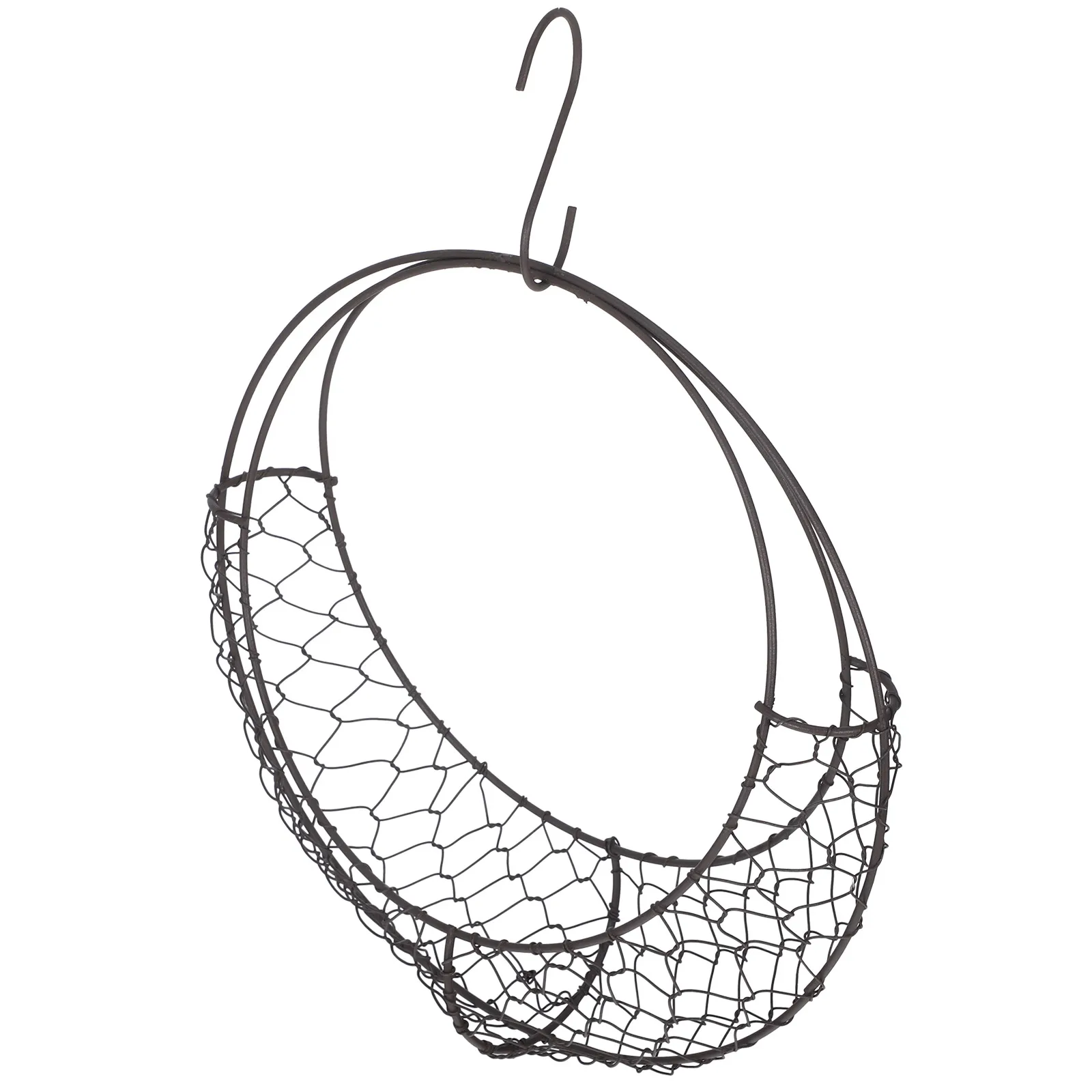 Moon Shape Iron Wire Wreath 11"X2.3" Metal Hanging Basket Succulent Planter Holder For Indoor Outdoor Decor Wreath Frame