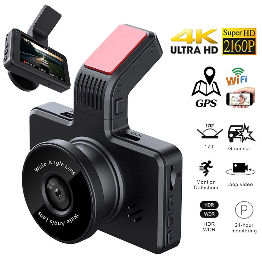 Dashcam 4K GPS WIFI Parking Monitor Dash Cam Car DVR Vehicle Camera 2160P HD Drive Video Recorder Night Vision Auto Black Box