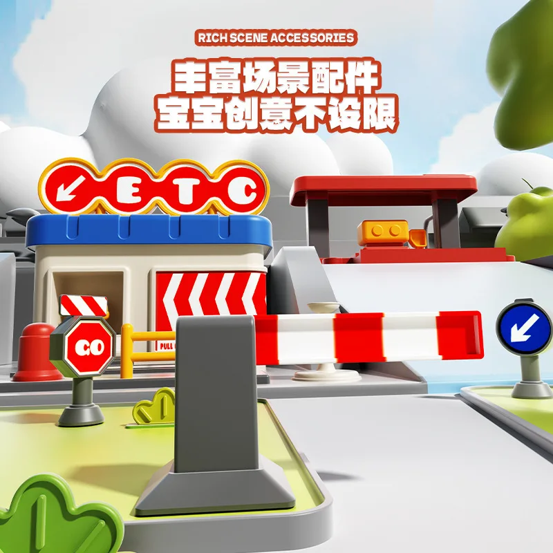 B438 Mini treno elettrico per bambini Pista impiombata Super grande Megacità/Foresta Overpass Car Adventure Puzzle Toy Box Confezionato