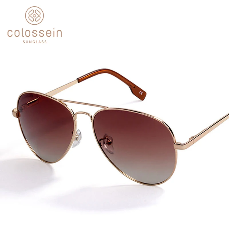 

COLOSSEIN Men's Polarized Sunglasses Brand Designer For Men Women Fashion Vintage Brown Pilot Sun Glasses Round Eyeglasses