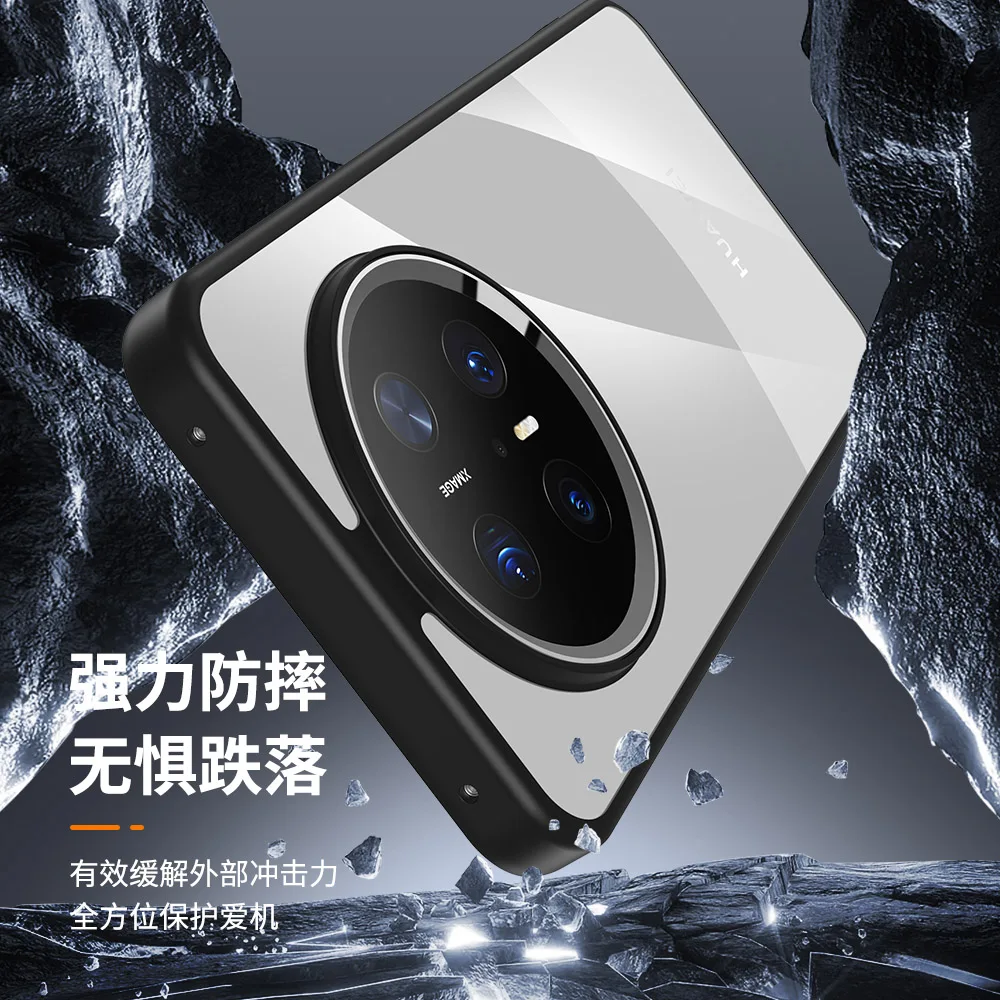 สําหรับ Huawei Mate 60 70 Pro Plus Case Ultra Clear โปร่งใสโลหะ Shinny เลนส์กรอบป้องกันดีโทรศัพท์ Grip Case Cover