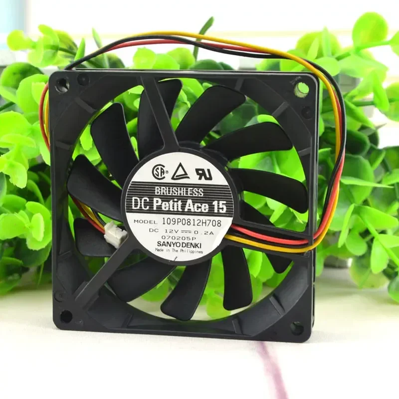 Sanyo 109P0812H708 8015 12V 0.2A 8CM/cm 3-wire speed measurement chassis, cooling fan