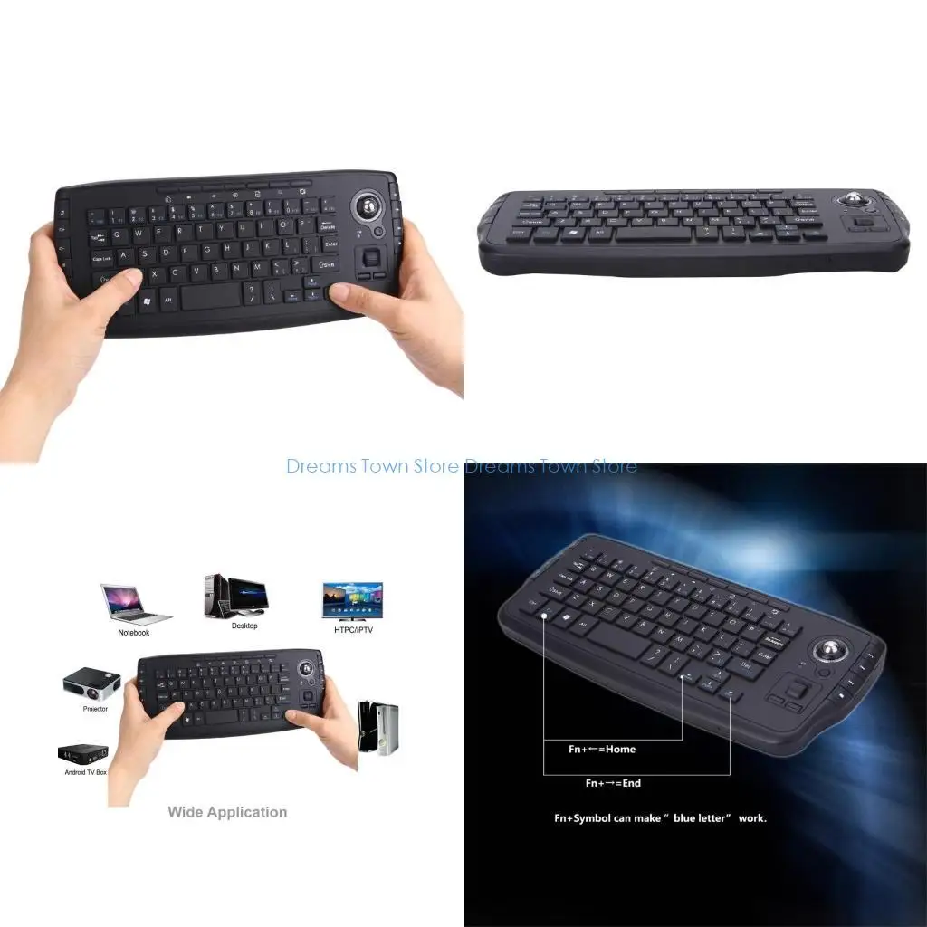 

HX6A 2.4G Wireless Keyboard with Trackball Mouse Function Support Backlit for Conference Room and Media Centers