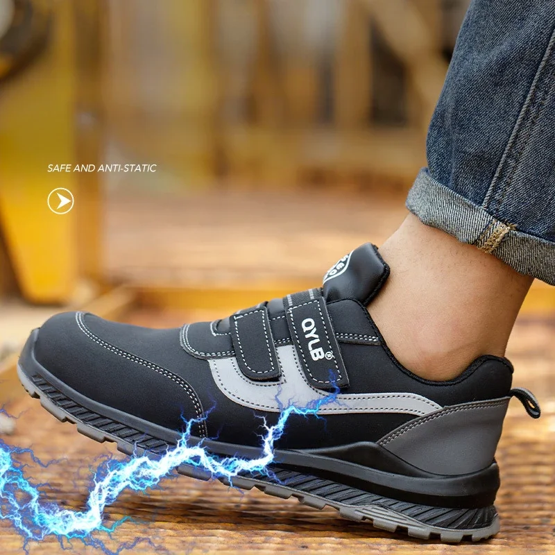

Velcro Easy To Put on Take Off Anti-static Safety Shoes for Both Men Women Steel Toe Protection Anti Smashing and Anti Piercing