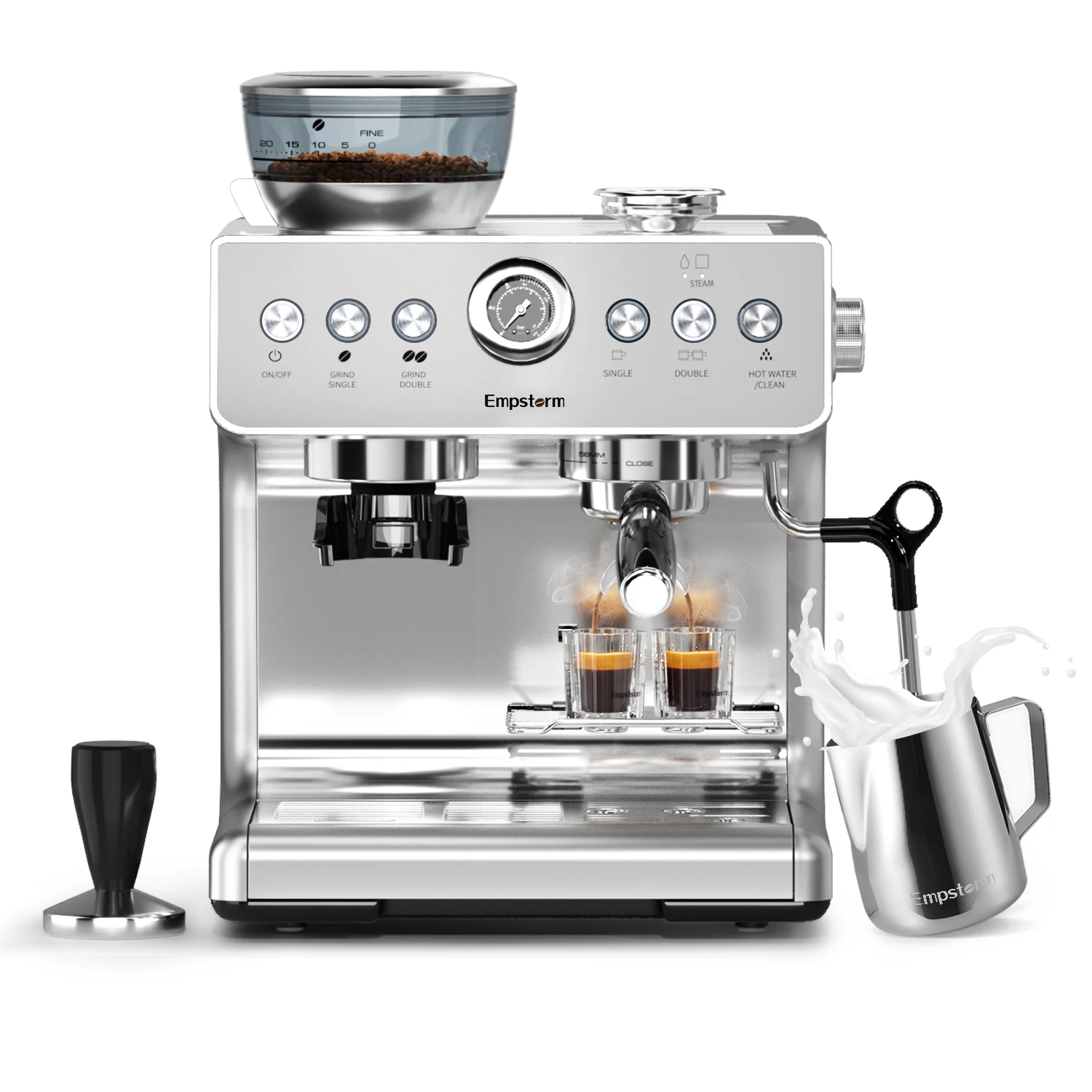 For Professional Electric Stainless Steel Semi-Automatic Espresso Coffee Maker Brew System Milk Frother for house hold Use