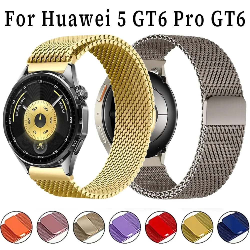 22mm 20mm 18mm Stahlgeflecht für Huawei Watch 5 GT6 Pro GT6 GT5 46mm Milanaise-Magnetarmband für Amazfit Active Max/Active 2/Helio