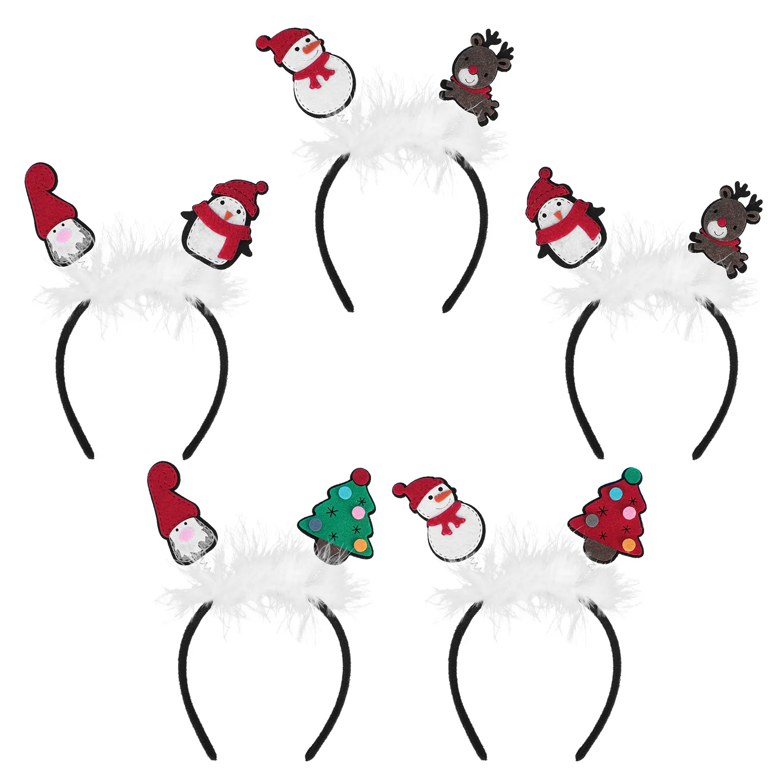 5Pcs Christmas Hair Hoops High Quality Festive Headband Prop for Party Carnival Costume Celebration Festival Headdress Accessory