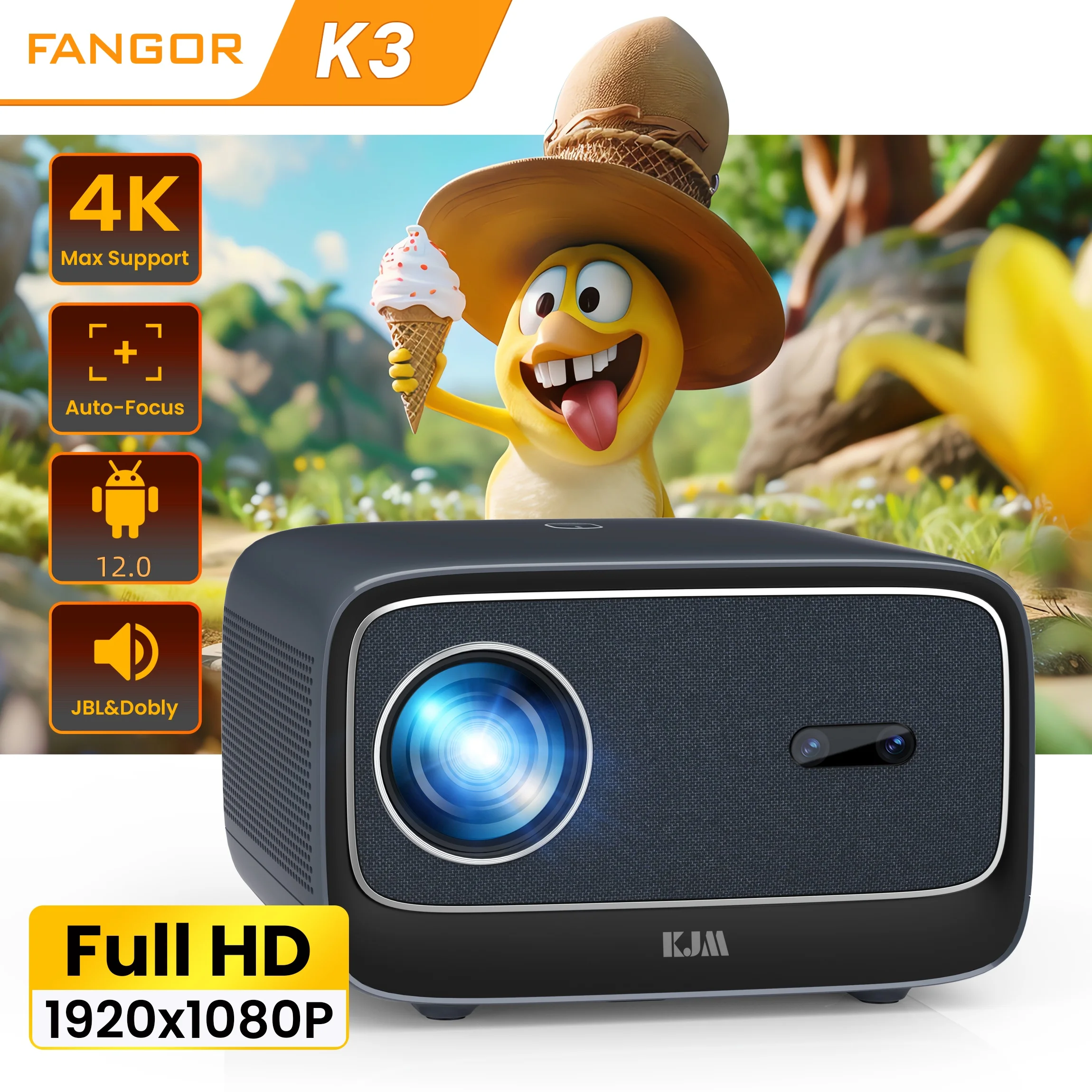 

FANGOR 3000ANSI 4K Projector Android12 TV WiFi Smart Beamer 3+128G Netflix HDR10 MEMC Home Theater Outdoor Movie Projector