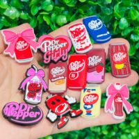 13-100pcs Dr Pepper Soda Bottle Drink Shoe Charms PVC Accessories DIY Shoes Buckle Decorations fit Wristband Party Kids Gifts