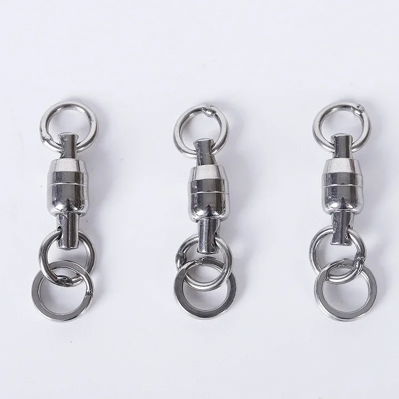 10pcs Fishing Swivels Stainless Steel Big Object High Speed Double Bearing Swivel Ring Eight-shaped Ring Connector Fishing Gear