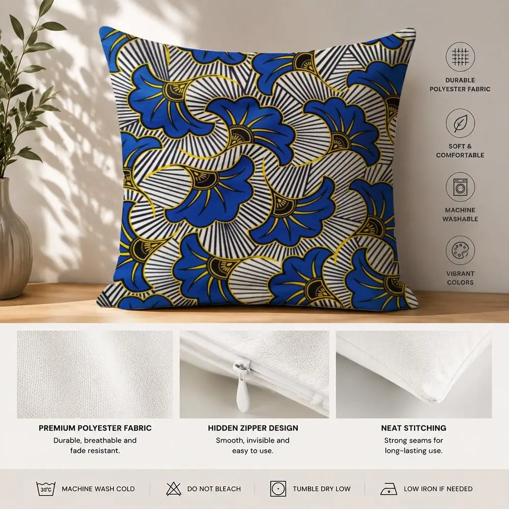 African Style Ginkgo Leaves Cushion Cover 40x40cm Square Decorative Sofa Cushion Cover Bedroom Living Room Home Decor Gift