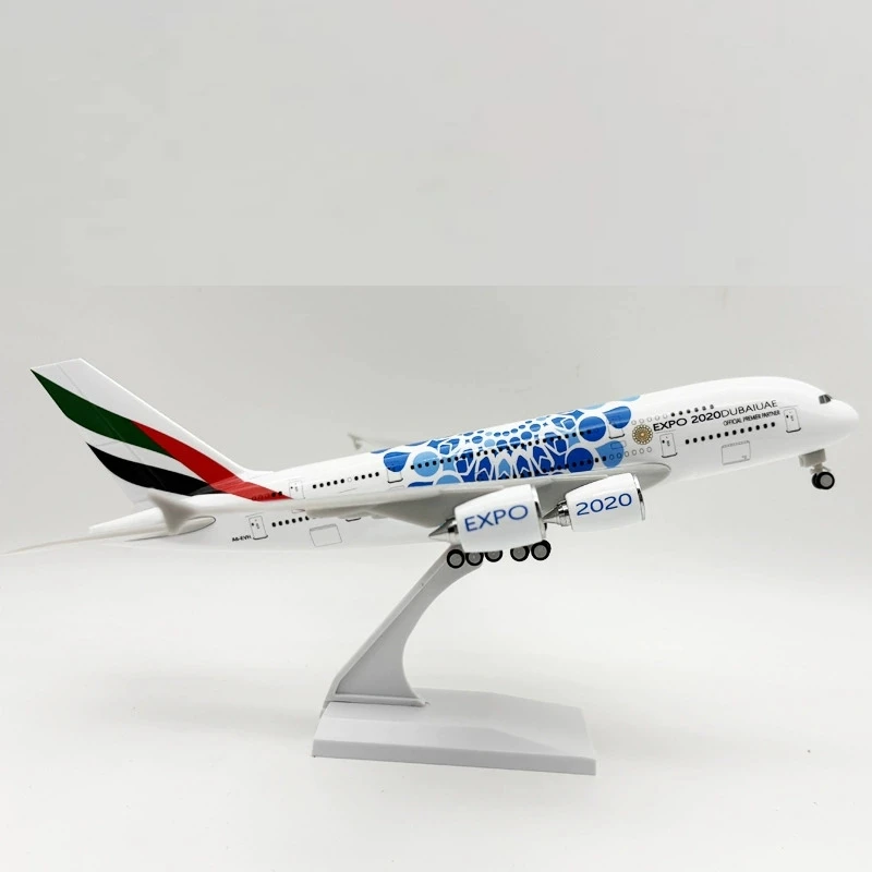 

A380 Airbus Aircraft Models 30cm Air Expo Dubai 380 1/240 Scale Resin Airplane Model Display Collectible Plane Children Toys Gif