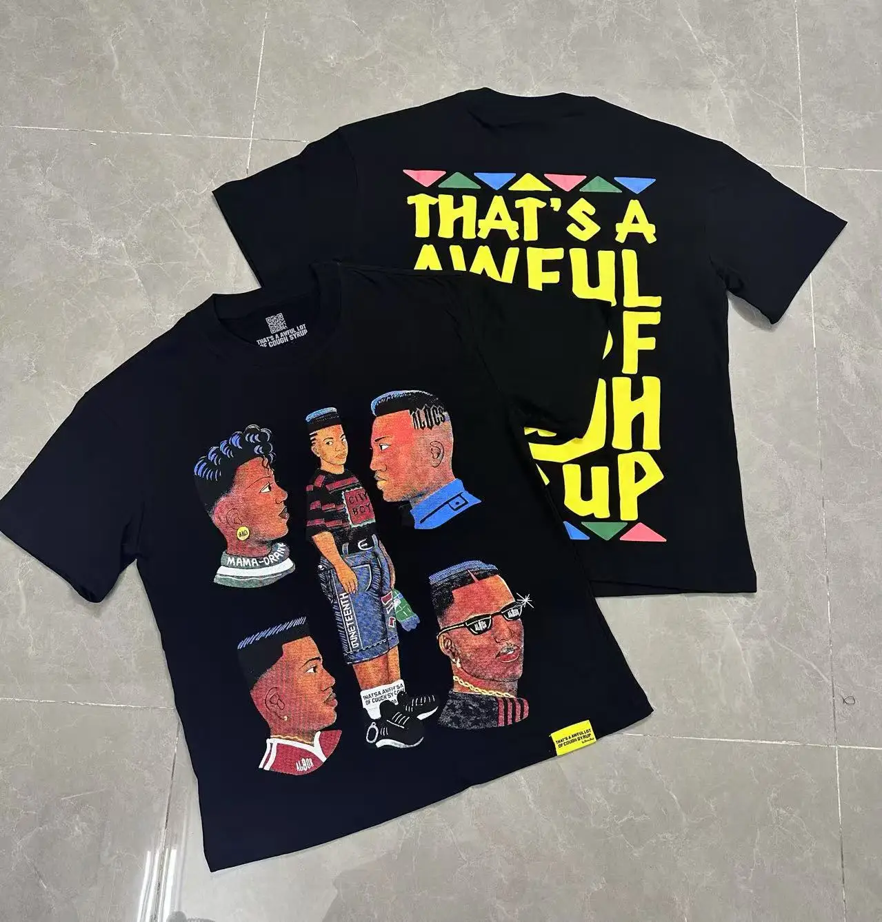 THAT'S A AWFUL LOT OF COUGH SYRUP Printed, loose-fitting men's and women's short-sleeved t-shirts