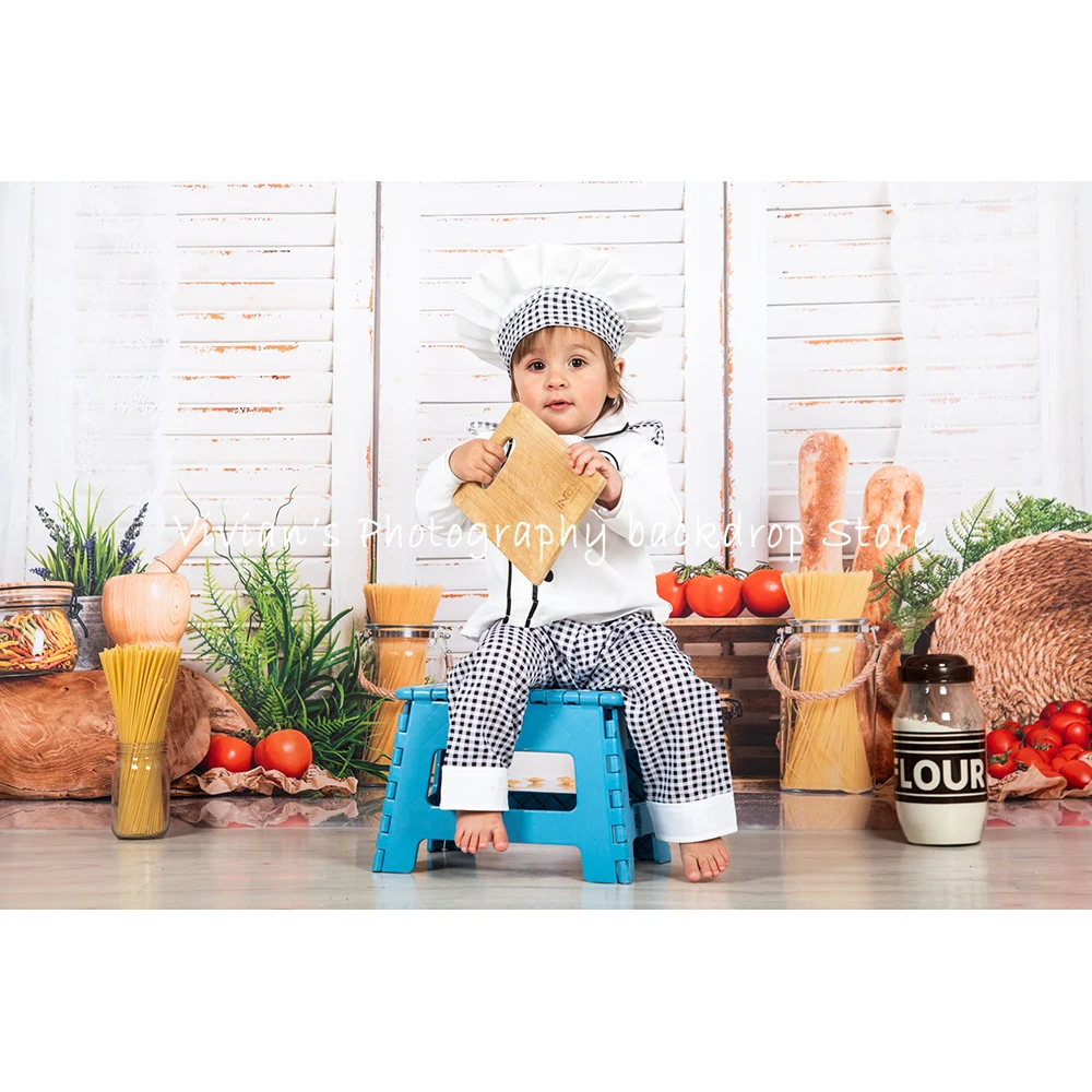 Wood window Photography Kitchen Photography Backdrop Basket vegetables Decorations white curtain Background Photobooth