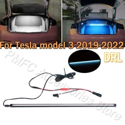 12V LED Car Rear Trunk Decorative Light Bar Strips White Blue Light For Tesla Model 3 2019 2020 2021 2022