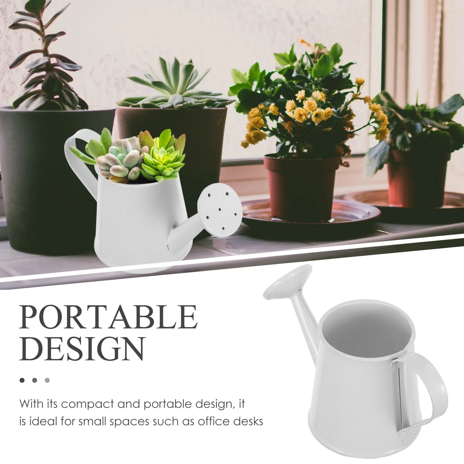Mini Watering Can for Succulents Iron Construction Compact Lightweight Plant Watering Pot Bright Colored Desk Shelf Decor Garden