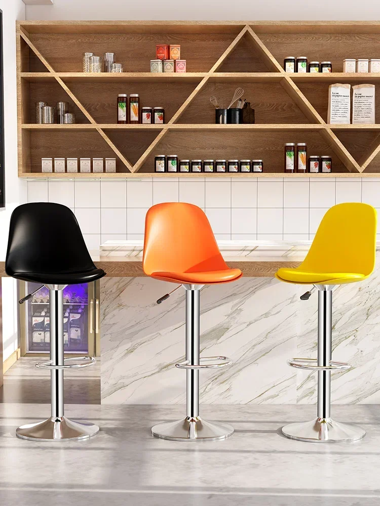 Bar chair lift bar chair modern minimalist high footed stool household rotating bar chair front desk cashier backrest  stool image 5