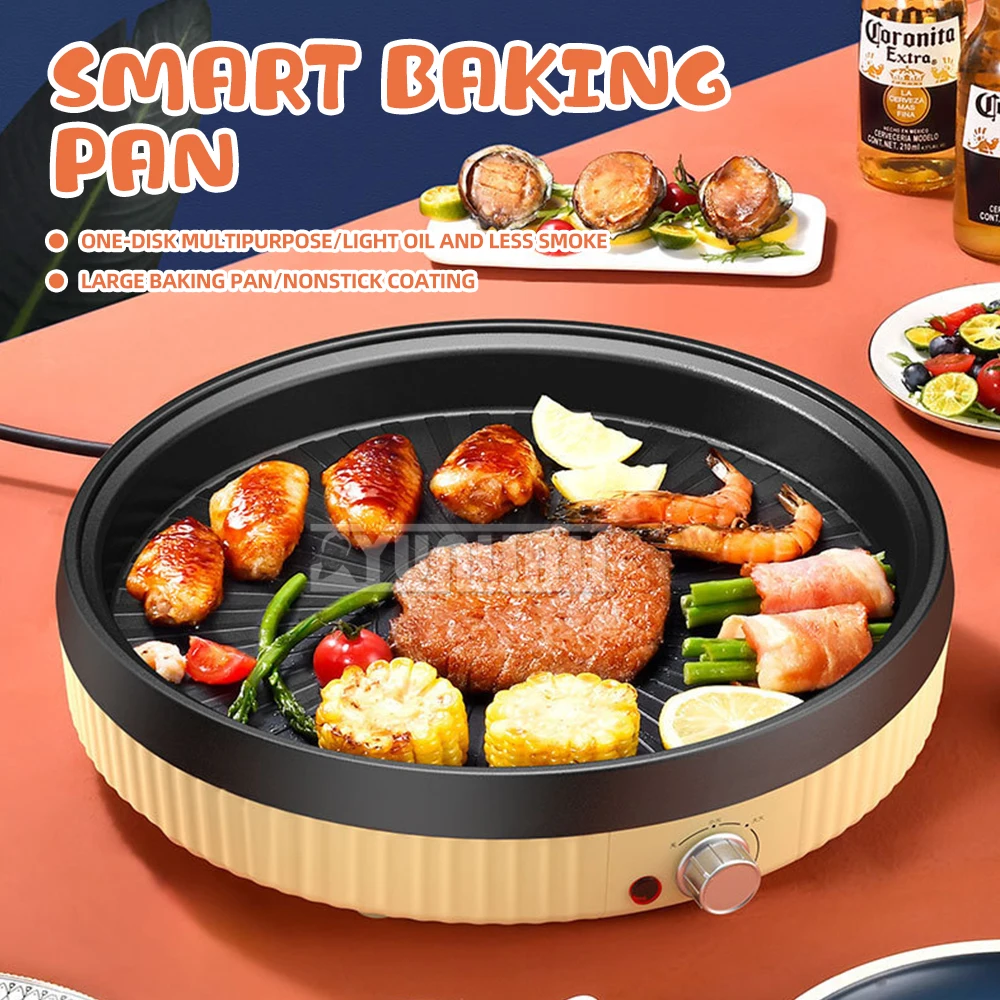 

34cm Household Electric Hot Pot for BBQ and Pizza Multifunction Non-stick Barbecue Machine