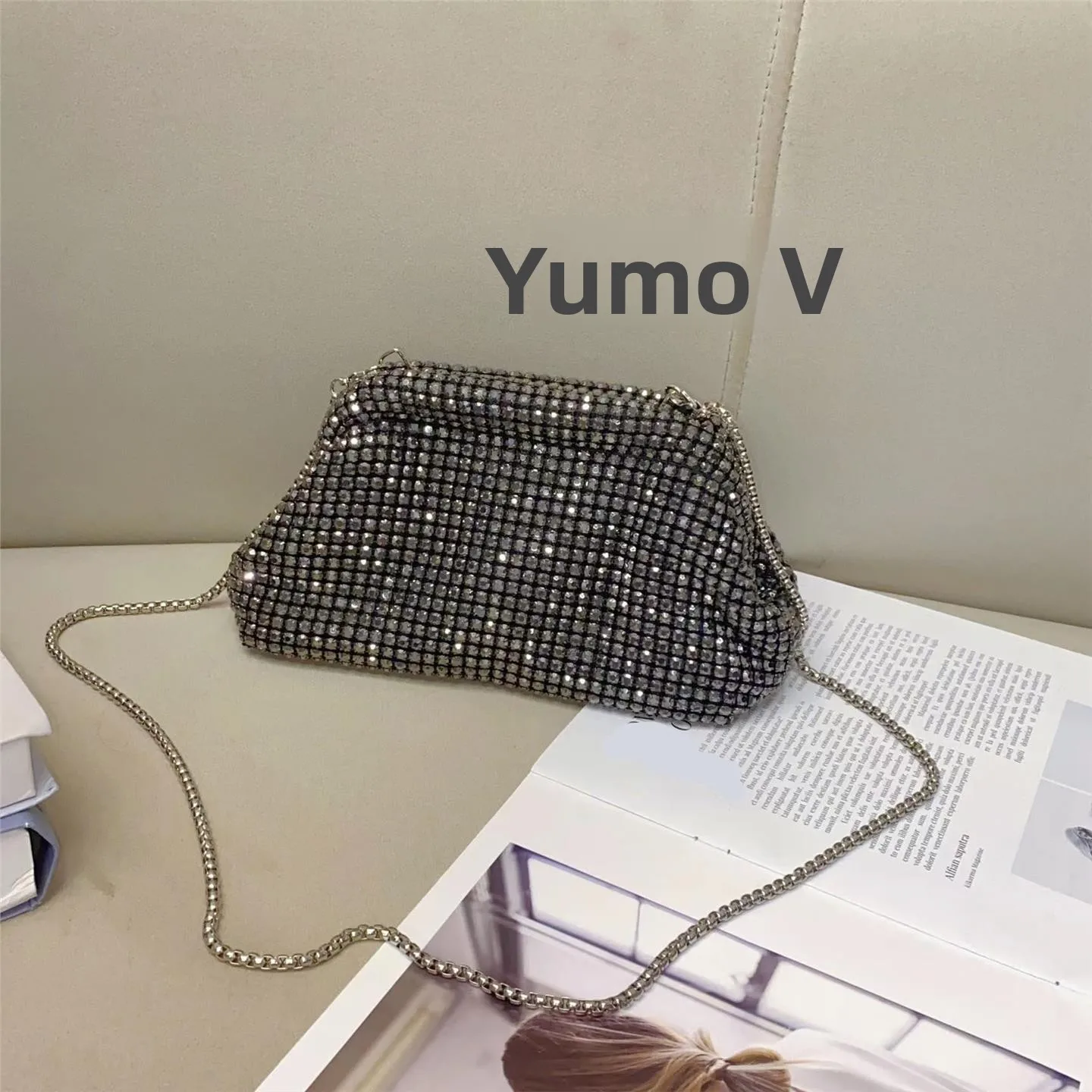 

iny Diamond Embedded ell Bag Роскошный коврик-клатч Вечерняя сумка на одно плечо Сумка через плечо с цепочкой для женщин