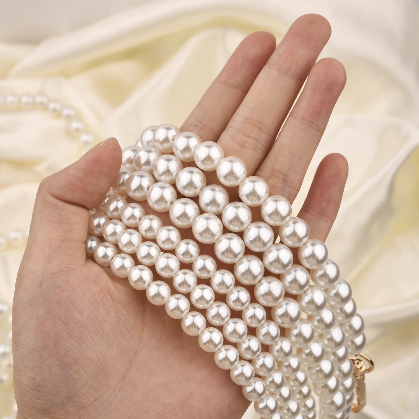 30/50/60/80/100/120cm Pearl Strap For Bags Handbags DIY Purse Replacement Long Beaded Chain Pearl Shoulder Strap Accessories