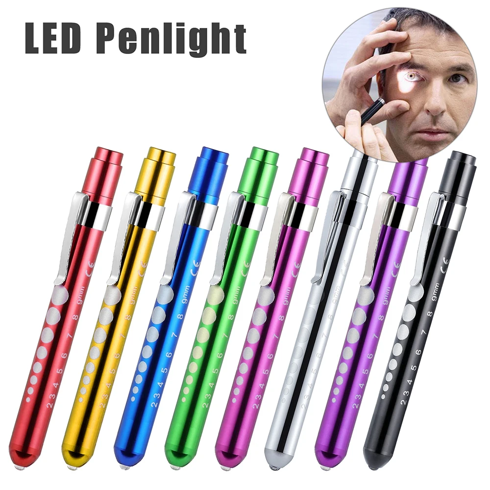 1PCS Pocket Medical Penlight Torch LED Pen Ear Light Flashlight Lamp with Pupil Gauge for Doctor Nurse Emergency First Aid C2
