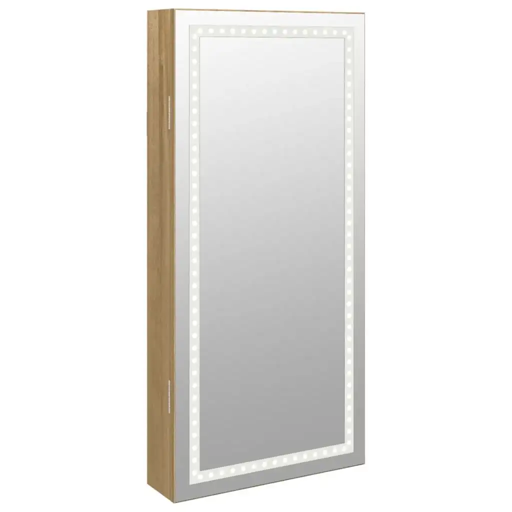 Armoire de rangement verrouillable idaXL avec miroir sans cadre 31,5x9x67 cm, bois d'ingénierie plaqué, tissu polyester, rembourrage en mousse
