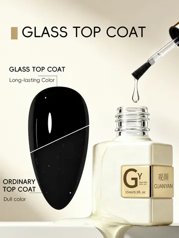 1Pc 15Ml Glass Top Coat Long Lasting Clear Rubber Base Coat LED UV Strengthen Nails High Gloss Top Finish Gel Nail Polish