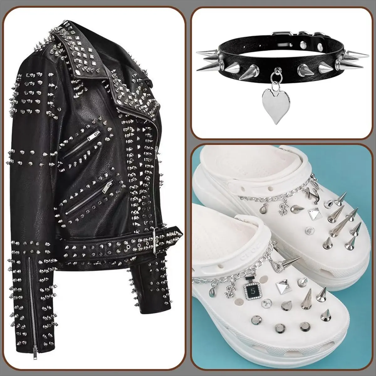 ABJY 100 Pack de pointes et de goujons 9.5MM pointes pour vêtements goujons en métal Rivets pour cuir Punk pointes accessoires vis arrière