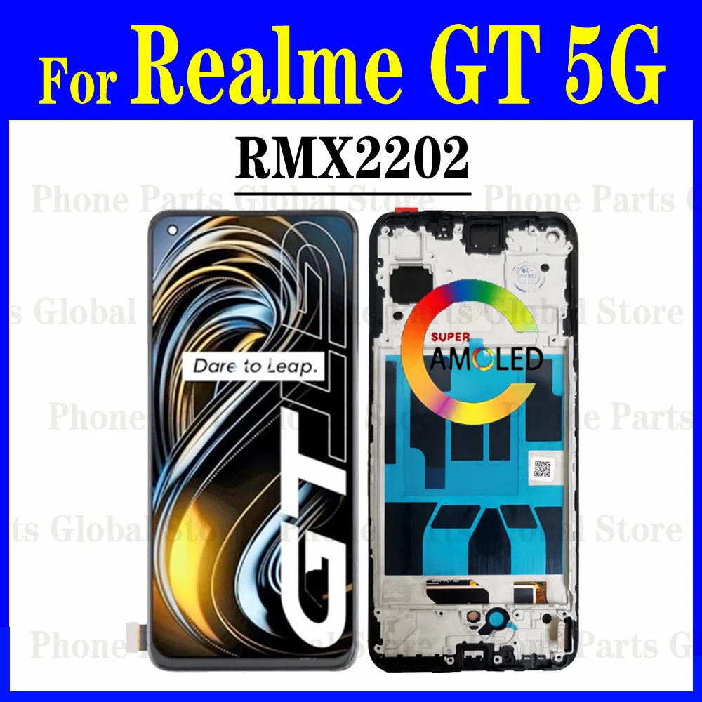 For OPPO Realme GT 5G LCD With Frame RMX2202 LCD Display Screen Touch Sensor Digitizer Assembly For Realme GT 5G Replacement