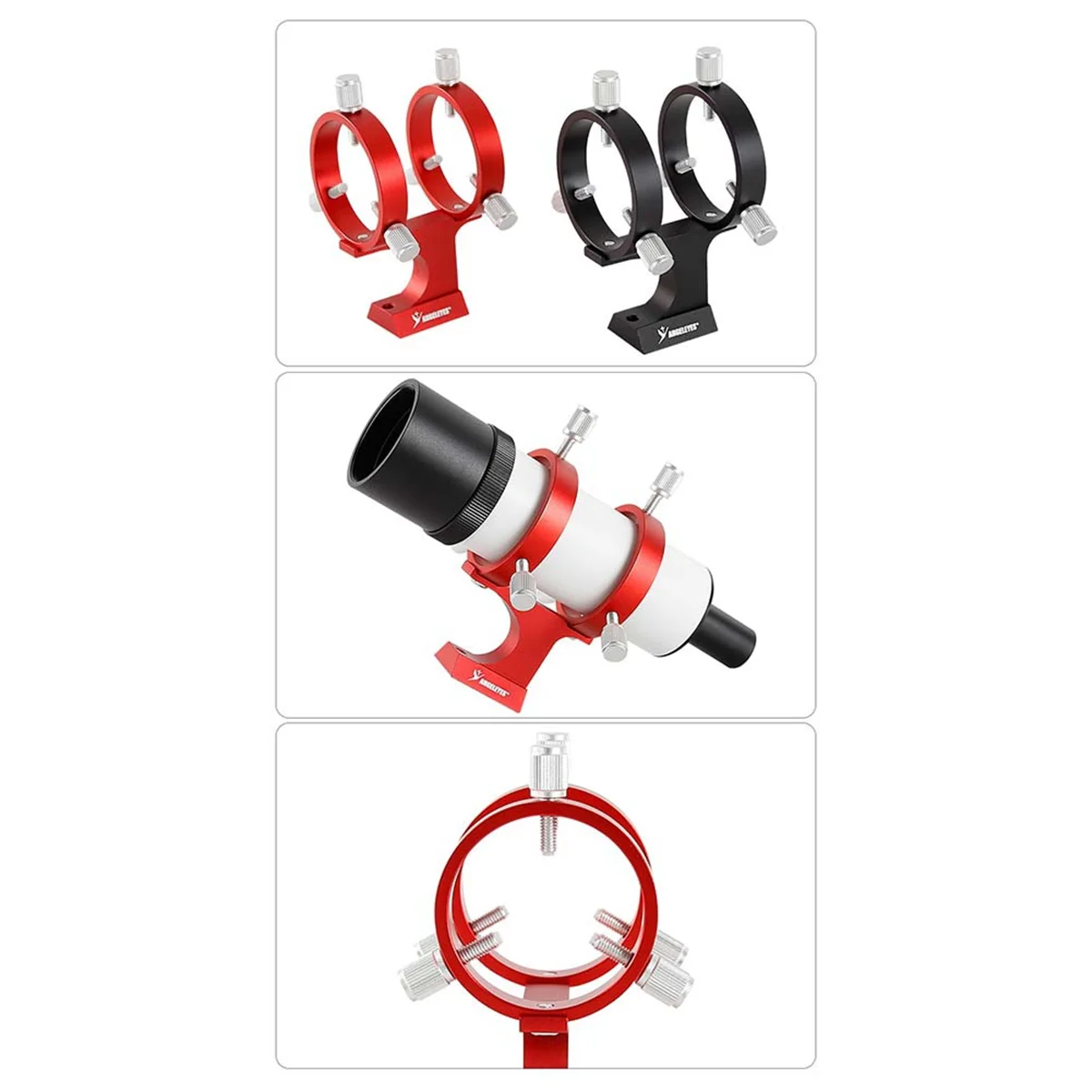ใหม่ Angeleyes ปรับ Finder ขอบเขตวงเล็บ 50 มม.แหวนคู่ 6 จุดสกรู Guidescope Mount สําหรับกล้องโทรทรรศน์ดาราศาสตร์สีแดง