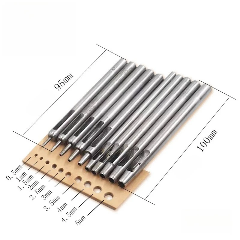 10Pcs Leather Hole Punch Set Hardened Carbon Steel Punching Tool DIY Belt/Watch Strap Kit Great Gift for Leathercrafters