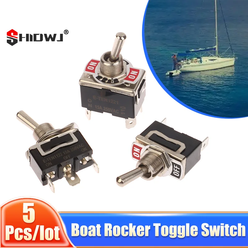

5Pcs/lot Heavy Duty Car Rocker Toggle Switch 15A 250V 2Pin SPST ON/OFF Rocker Switches With Waterproof Boot Boat Rocker Switchs