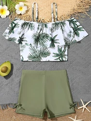 2026 Girls Swimsuit Print Two Piece High Waist Kids Swimwear Female Children's Bathers Bathing Swimming Swim Suit Beachwear