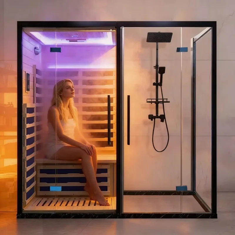 Factory Direct Solid Wood Cedar Electric 2 Person Sauna Room With Digital Control Bench 2000x1060x2000 Mm For Home Hotels Spa CE