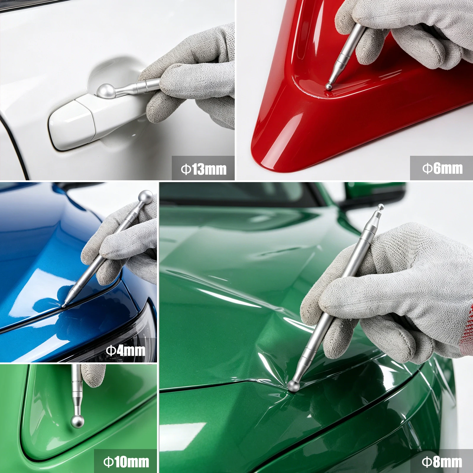 EHDIS Stainless Steel Stick Pen For Carbon Fiber Vinyl Car Film Edge Installation Window Tint Wrapping Squeegee 4~13mm Round End