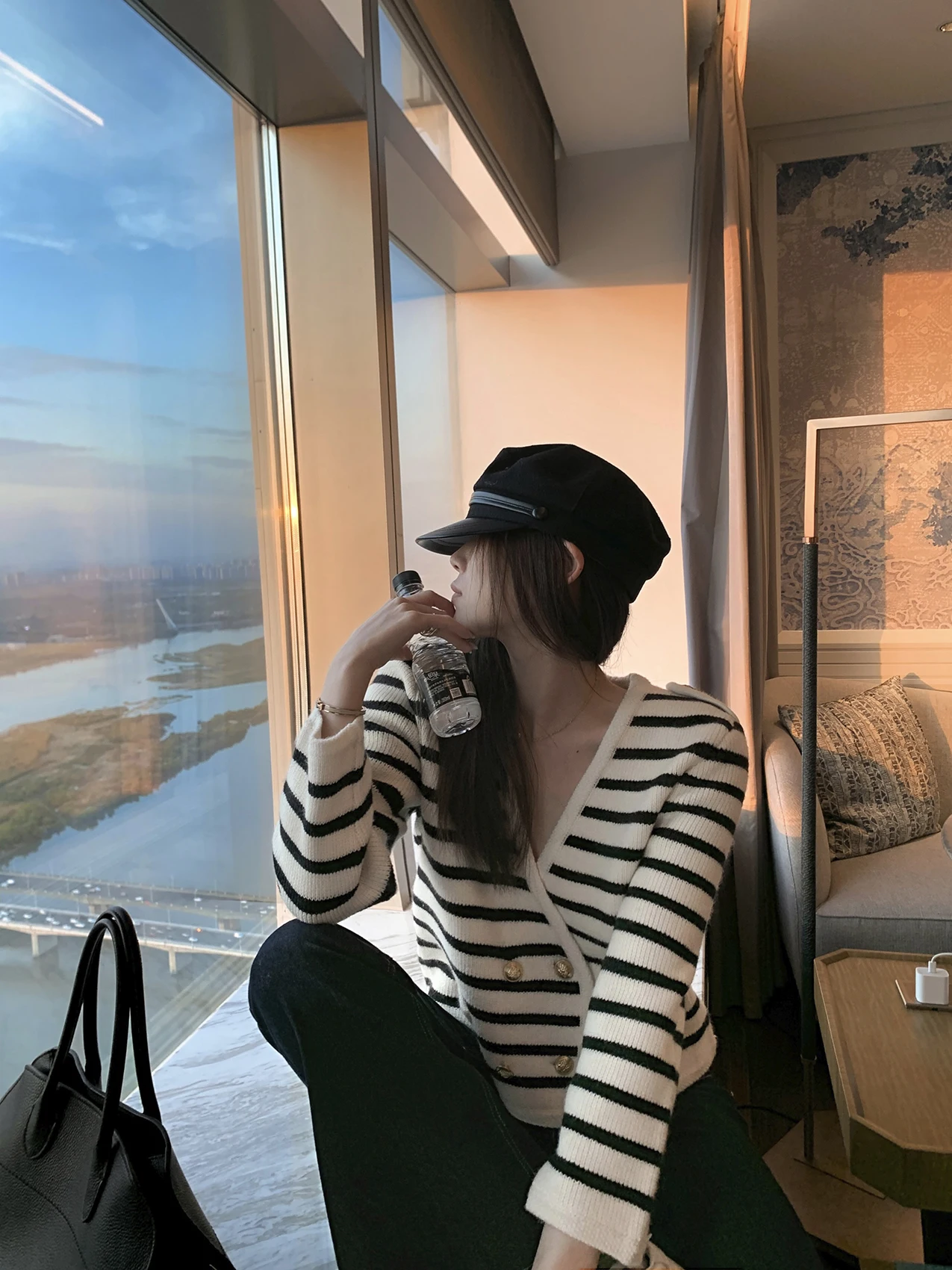 

Middletone Women's V-Ne Knitted Cardigan Highline Series Straight Cut Long Sve Warmth-Insulating Spring-Autumn-Winter Fa...