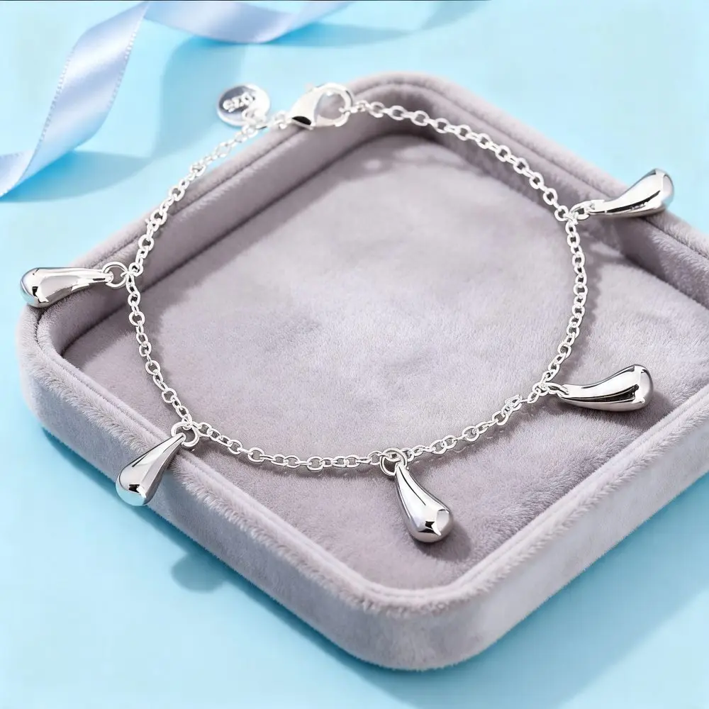Hot new 925 Sterling silver wild five Water droplets chain men's Bracelets Wedding party Wild Christmas Gifts fashion Jewelry
