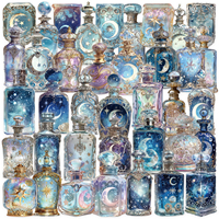 50pcs Cute Cartoon Universe Moon Phase Bottle Stickers Graffiti Stickers Suitcase Laptop Phone Diary Decoration Children's Toys