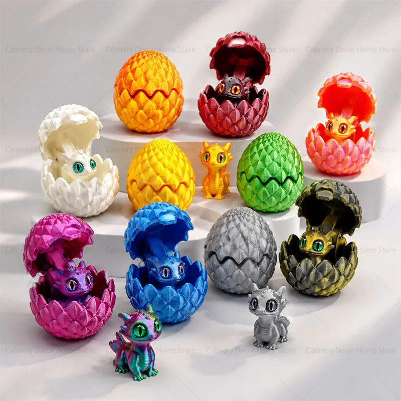 3D Mini Printed Dragon with Eggs Eyes for Home Decor Little Dragon Egg Gift Decorative Vehicles Accessories Decoration Статуэтки