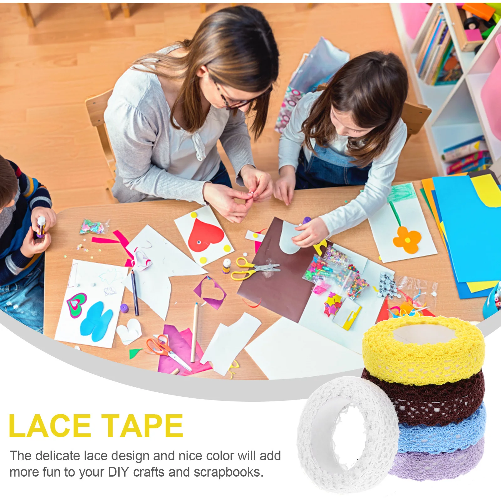 

5 Rolls Adhesive Lace Tape Decorative Cotton Hand Crafting Scrapbook Cards Making DIY Tape Stickers Decorative Lace Tapes