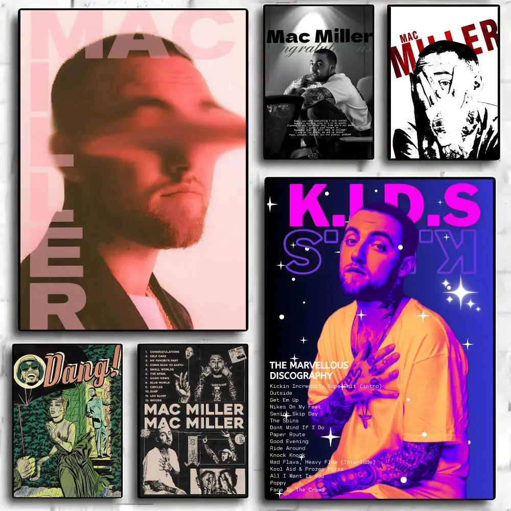 Mac Miller Sänger Hip-Hop Vintage-Poster Selbstklebendes Hochwertiges Ästhetisches Druckpapier Wandkunst für Wohnzimmer Heimdekoration