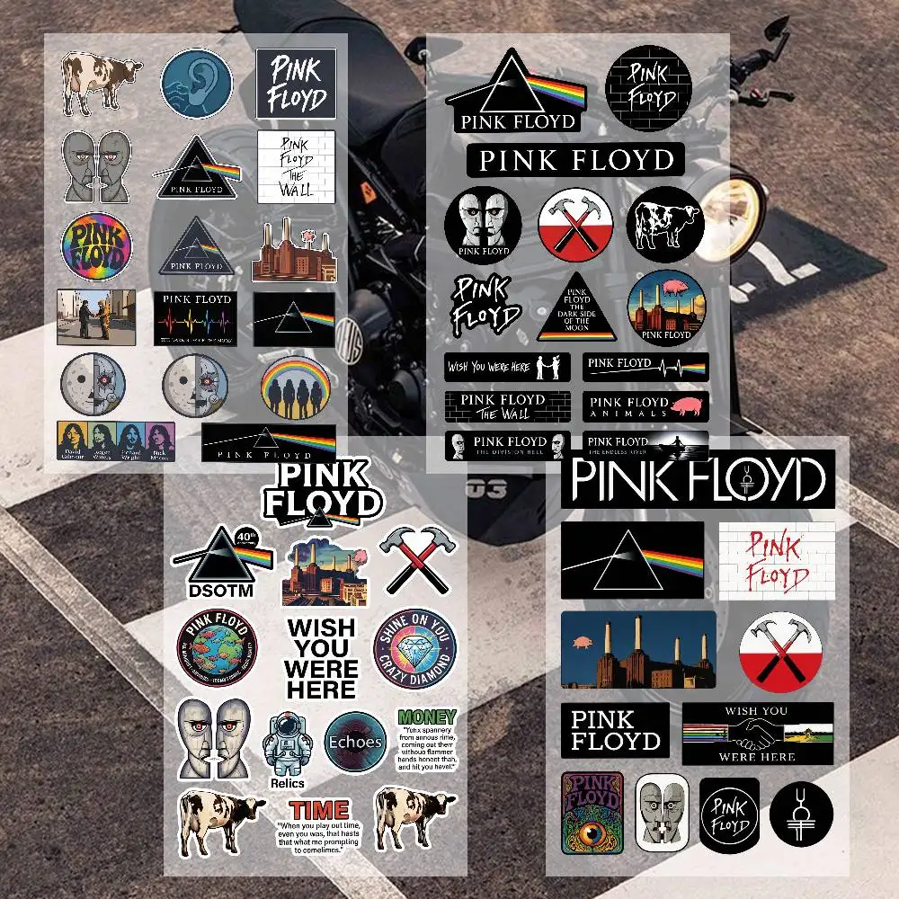 Psychedelic Pink Rock Decals 70s Retro Floyd Prism Rainbow Surreal Graphic For Car Laptop Phone Case Luggage Helmet Decor